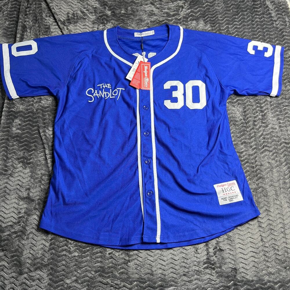 THE SANDLOT Benny Rodriguez 30 Baseball jersey 2XL 1993 Headgear Classics Blue